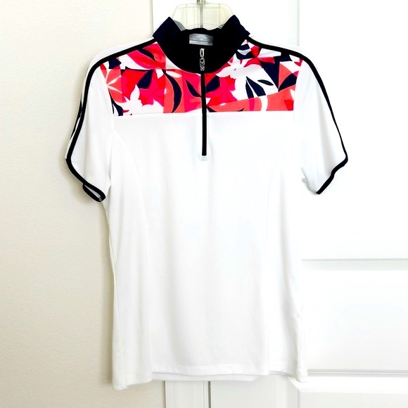 Women's White and Pink Geometric Top - Picture 2 of 10